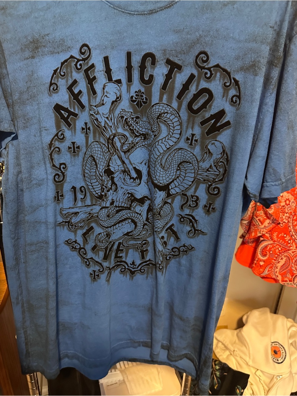 Affliction Royal Blue Logo Crewneck Tee